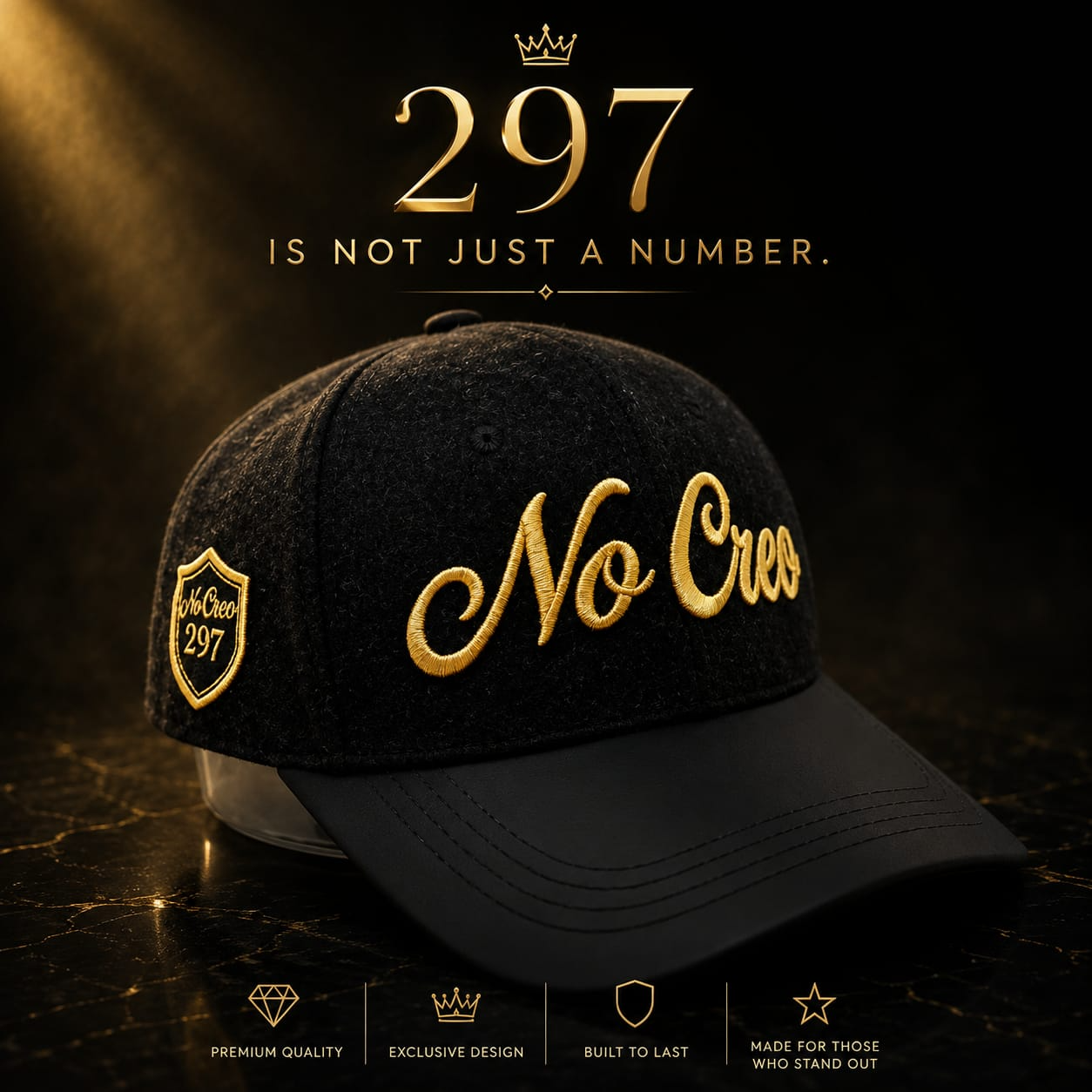 NoCreo 297 black and gold cap collection